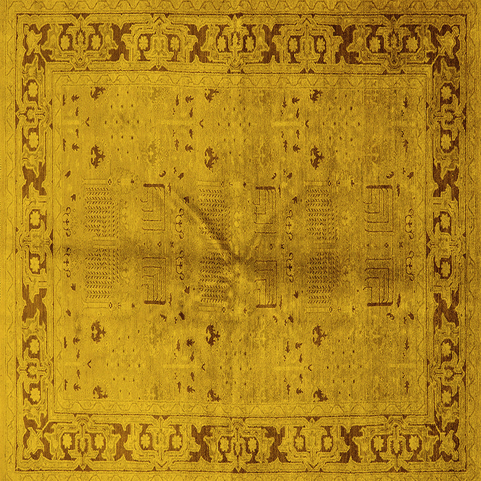 Square Machine Washable Oriental Yellow Industrial Rug, wshurb3003yw
