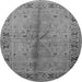 Round Machine Washable Oriental Gray Industrial Rug, wshurb3003gry