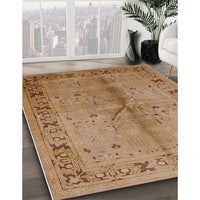 Mid-Century Modern Brown Sand Brown Oriental Rug, urb3003