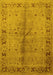 Machine Washable Oriental Yellow Industrial Rug, wshurb3003yw