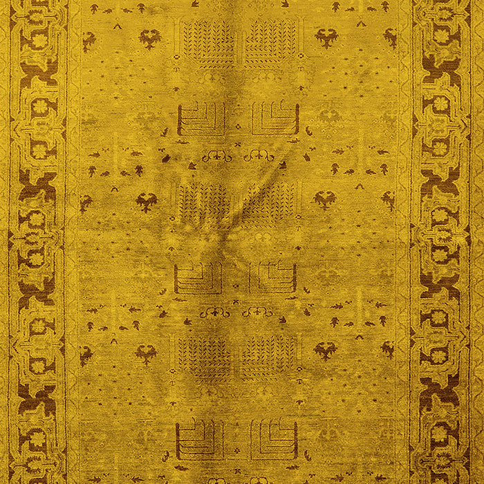 Machine Washable Oriental Yellow Industrial Rug, wshurb3003yw