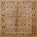 Square Mid-Century Modern Brown Sand Brown Oriental Rug, urb3003