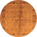 Round Oriental Orange Industrial Rug, urb3003org