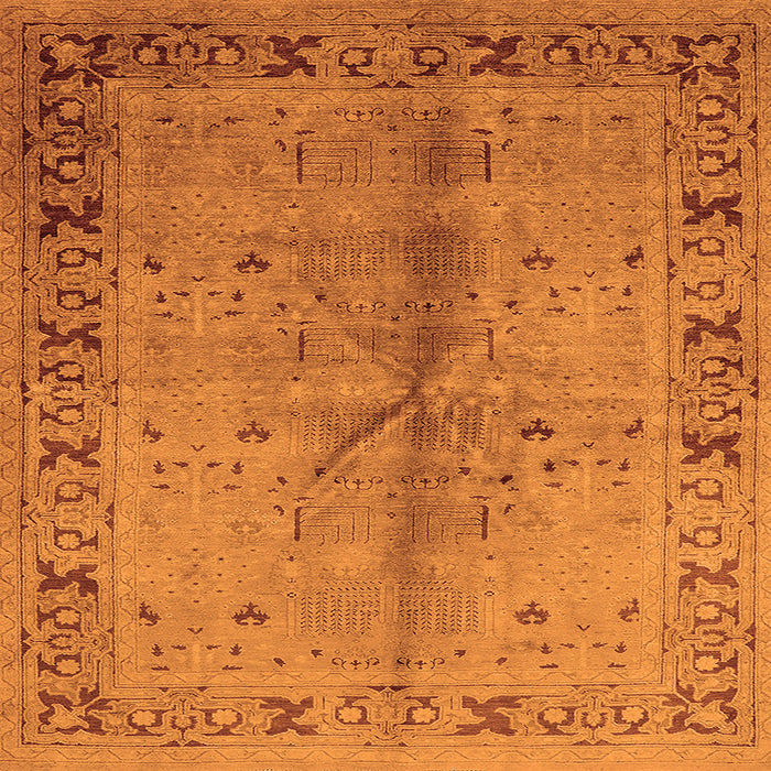 Square Oriental Orange Industrial Rug, urb3003org
