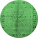 Round Oriental Emerald Green Industrial Rug, urb3003emgrn