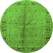 Round Oriental Green Industrial Rug, urb3003grn