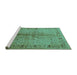 Sideview of Machine Washable Oriental Turquoise Industrial Area Rugs, wshurb3003turq