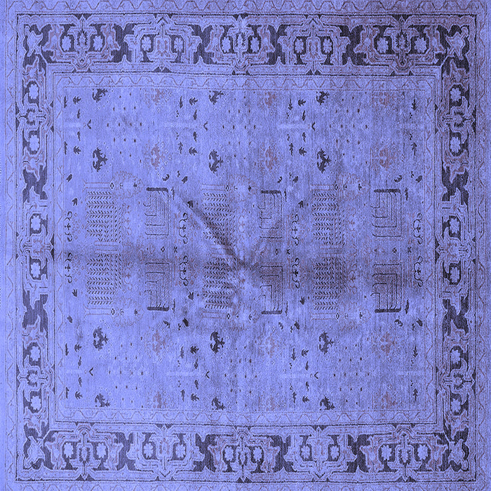 Square Machine Washable Oriental Blue Industrial Rug, wshurb3003blu