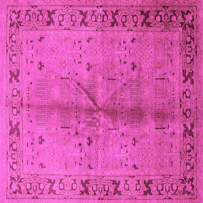 Square Machine Washable Oriental Pink Industrial Rug, wshurb3003pnk