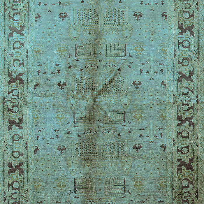 Machine Washable Oriental Light Blue Industrial Rug, wshurb3003lblu