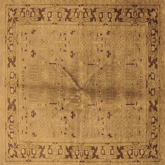 Square Machine Washable Oriental Brown Industrial Rug, wshurb3003brn