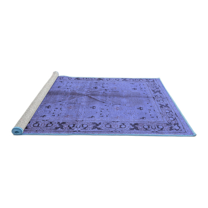 Sideview of Machine Washable Oriental Blue Industrial Rug, wshurb3003blu