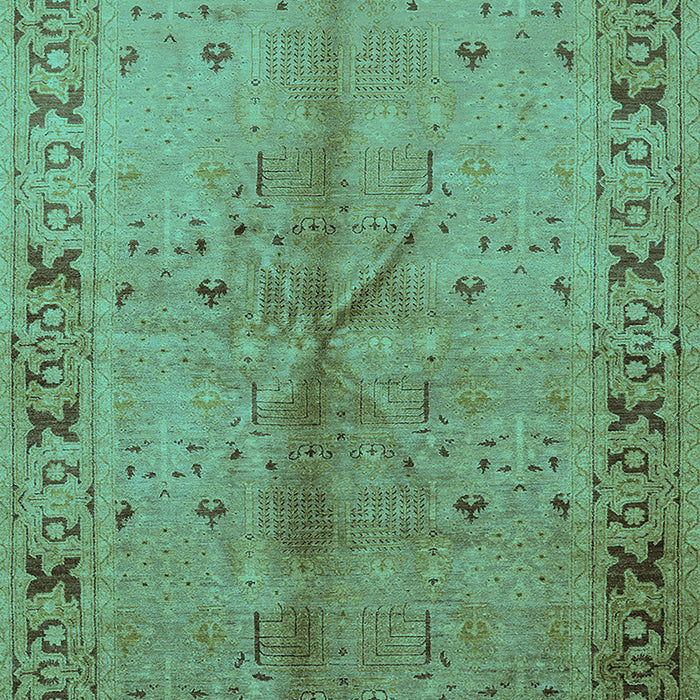 Machine Washable Oriental Turquoise Industrial Area Rugs, wshurb3003turq