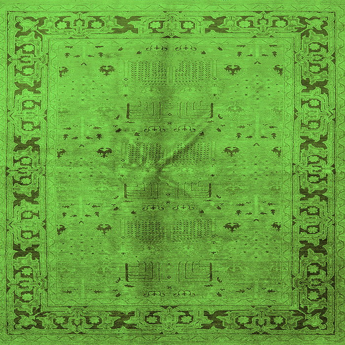 Square Machine Washable Oriental Green Industrial Area Rugs, wshurb3003grn