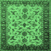 Square Machine Washable Oriental Emerald Green Industrial Area Rugs, wshurb3004emgrn