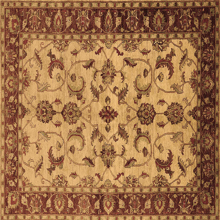 Square Machine Washable Oriental Brown Industrial Rug, wshurb3004brn