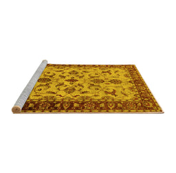 Sideview of Machine Washable Oriental Yellow Industrial Rug, wshurb3004yw
