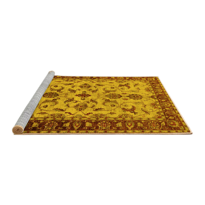 Sideview of Machine Washable Oriental Yellow Industrial Rug, wshurb3004yw