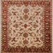 Square Mid-Century Modern Sandy Brown Oriental Rug, urb3004