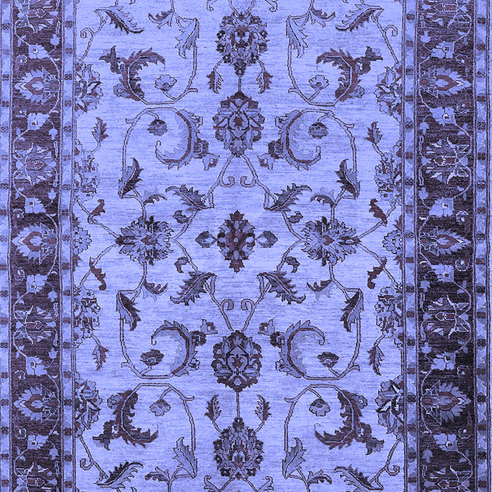 Machine Washable Oriental Blue Industrial Rug, wshurb3004blu