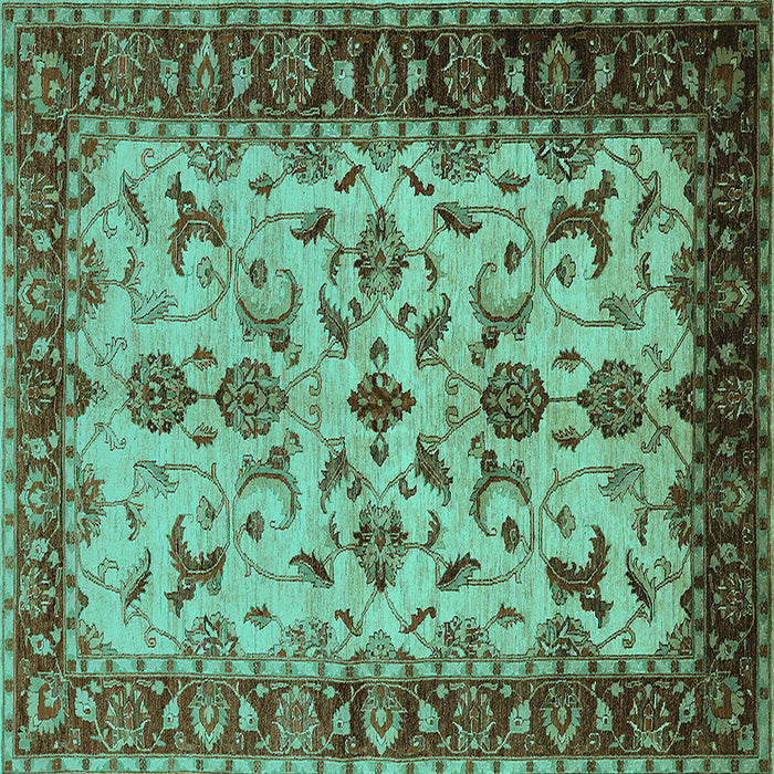 Square Oriental Turquoise Industrial Rug, urb3004turq