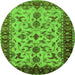 Round Oriental Green Industrial Rug, urb3004grn