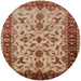 Round Mid-Century Modern Sandy Brown Oriental Rug, urb3004