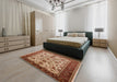 Mid-Century Modern Sandy Brown Oriental Rug in a Bedroom, urb3004