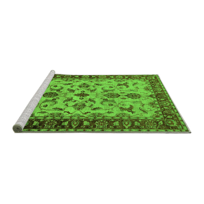 Sideview of Machine Washable Oriental Green Industrial Area Rugs, wshurb3004grn