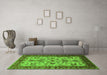 Machine Washable Oriental Green Industrial Area Rugs in a Living Room,, wshurb3004grn