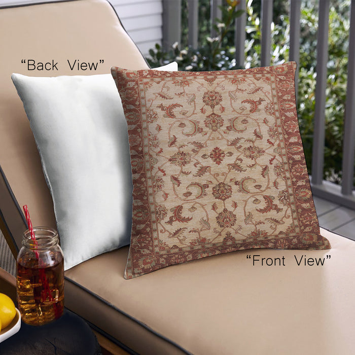 Front View of Mid-Century Modern Urban Square Sandy Brown Throw Pillow, 18 inch by 18 inch, pwurb3004