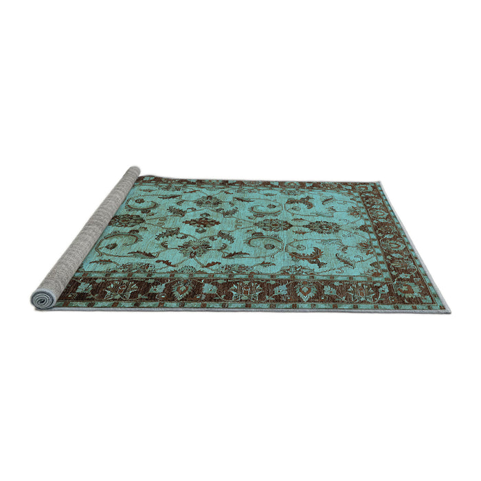 Sideview of Machine Washable Oriental Light Blue Industrial Rug, wshurb3004lblu