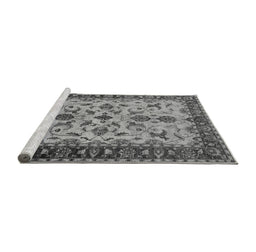 Sideview of Machine Washable Oriental Gray Industrial Rug, wshurb3004gry