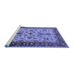 Sideview of Machine Washable Oriental Blue Industrial Rug, wshurb3004blu