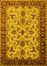 Machine Washable Oriental Yellow Industrial Rug, wshurb3004yw