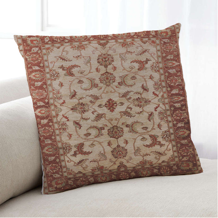 Lifestyle Image of Mid-Century Modern Urban Square Sandy Brown Throw Pillow, 18 inch by 18 inch, pwurb3004