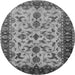 Round Machine Washable Oriental Gray Industrial Rug, wshurb3004gry