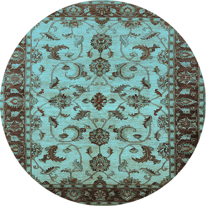 Round Oriental Light Blue Industrial Rug, urb3004lblu