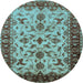 Round Oriental Light Blue Industrial Rug, urb3004lblu