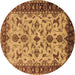 Round Oriental Brown Industrial Rug, urb3004brn