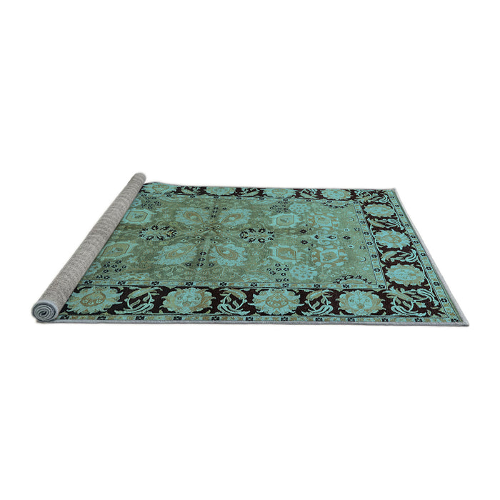 Sideview of Machine Washable Oriental Light Blue Industrial Rug, wshurb3005lblu