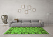 Machine Washable Oriental Green Industrial Area Rugs in a Living Room,, wshurb3005grn