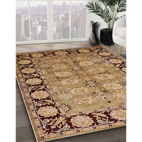 Mid-Century Modern Brown Sand Brown Oriental Rug, urb3005