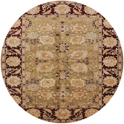 Round Mid-Century Modern Brown Sand Brown Oriental Rug, urb3005