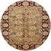 Round Mid-Century Modern Brown Sand Brown Oriental Rug, urb3005