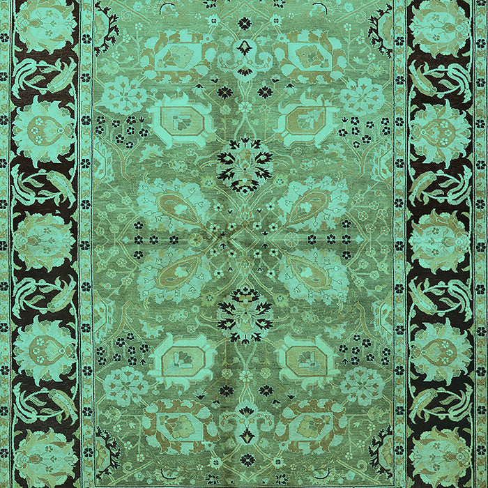 Machine Washable Oriental Turquoise Industrial Area Rugs, wshurb3005turq