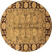 Round Machine Washable Oriental Brown Industrial Rug, wshurb3005brn