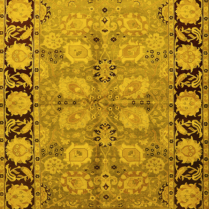 Machine Washable Oriental Yellow Industrial Rug, wshurb3005yw