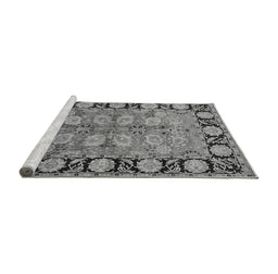 Sideview of Machine Washable Oriental Gray Industrial Rug, wshurb3005gry