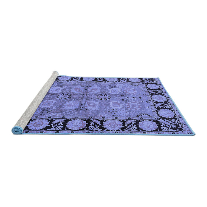 Sideview of Machine Washable Oriental Blue Industrial Rug, wshurb3005blu